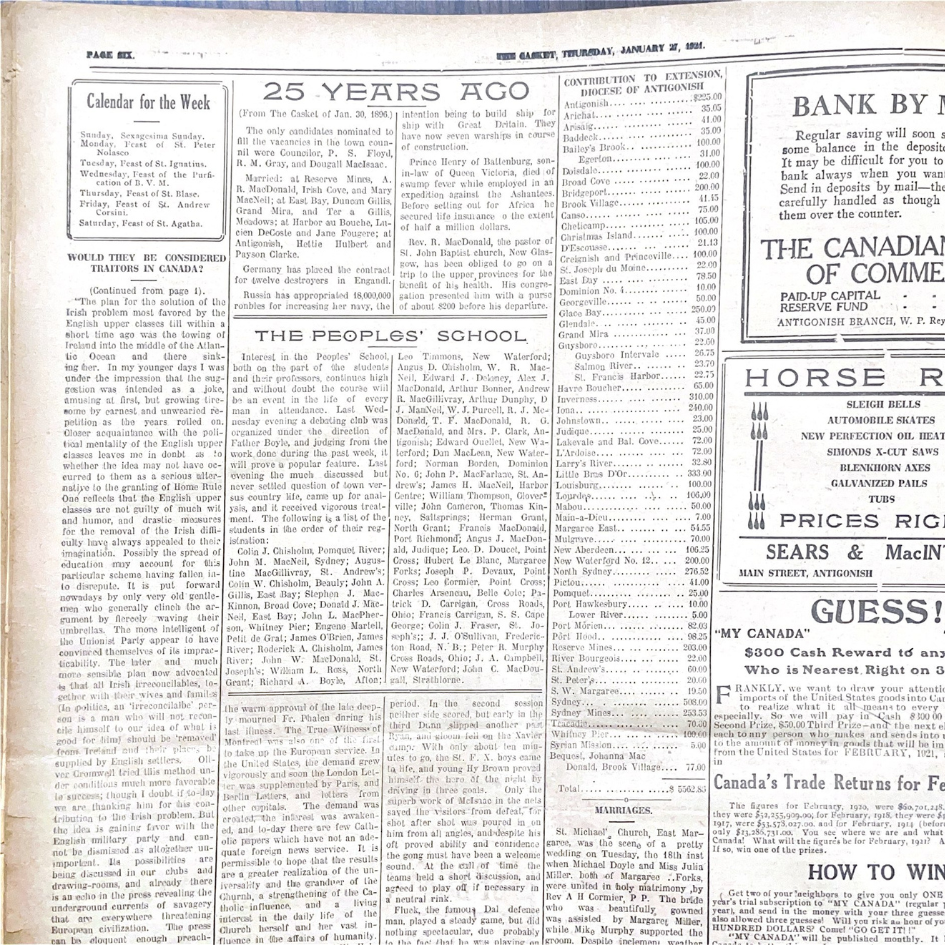 Excerpt from The Casket Jan 27, 1921 Excerpt from The Casket Jan 27, 1921