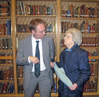 MSP (Member Scottish Parliament) Alastair Allan speaking to Sister Margaret MacDonell in the Celtic Collection at St FX, November 2008 MSP (Member Scottish Parliament) Alastair Allan speaking to Sister Margaret MacDonell in the Celtic Collection at St FX, November 2008