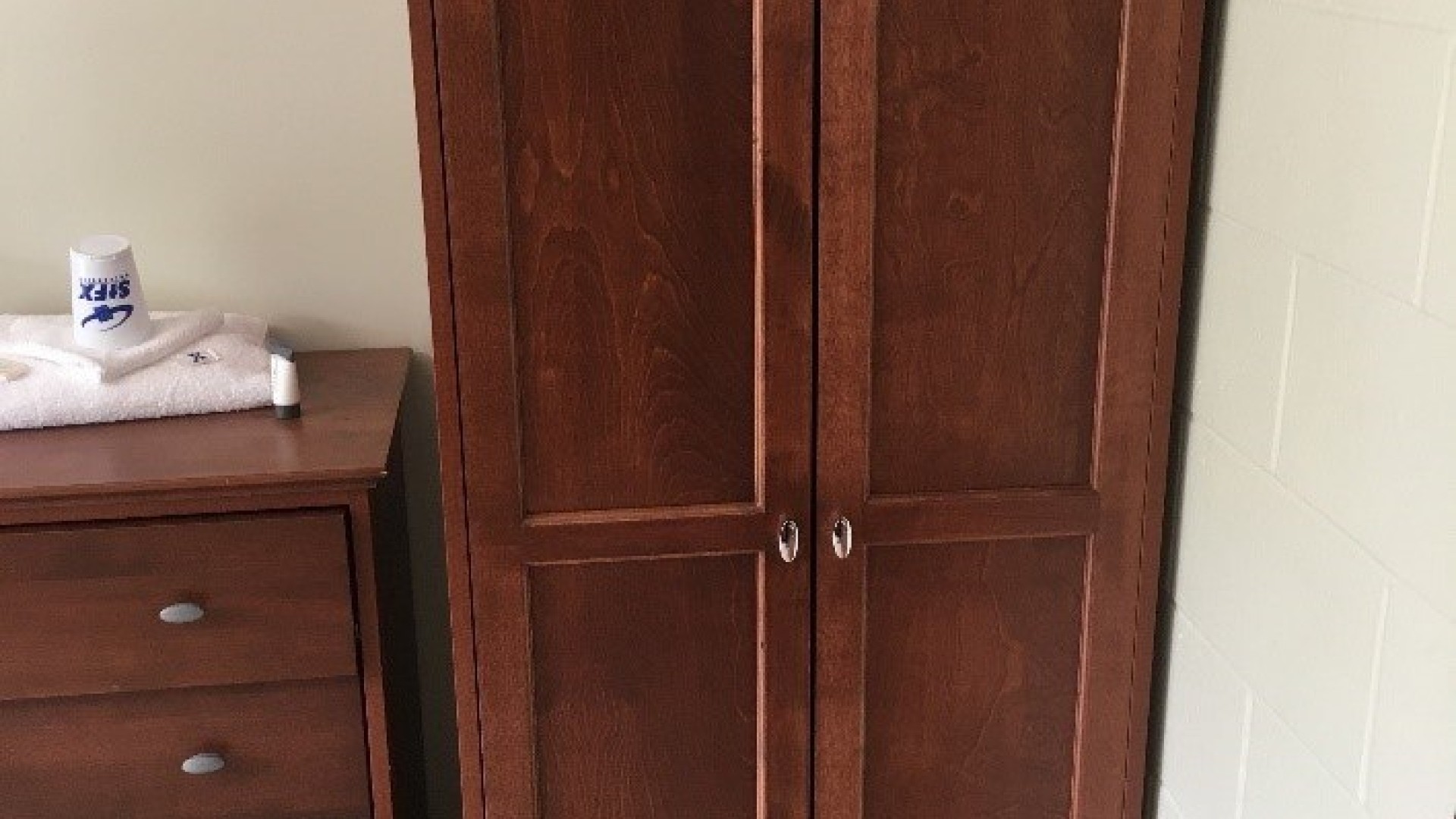 Armoire located in a room for storage 