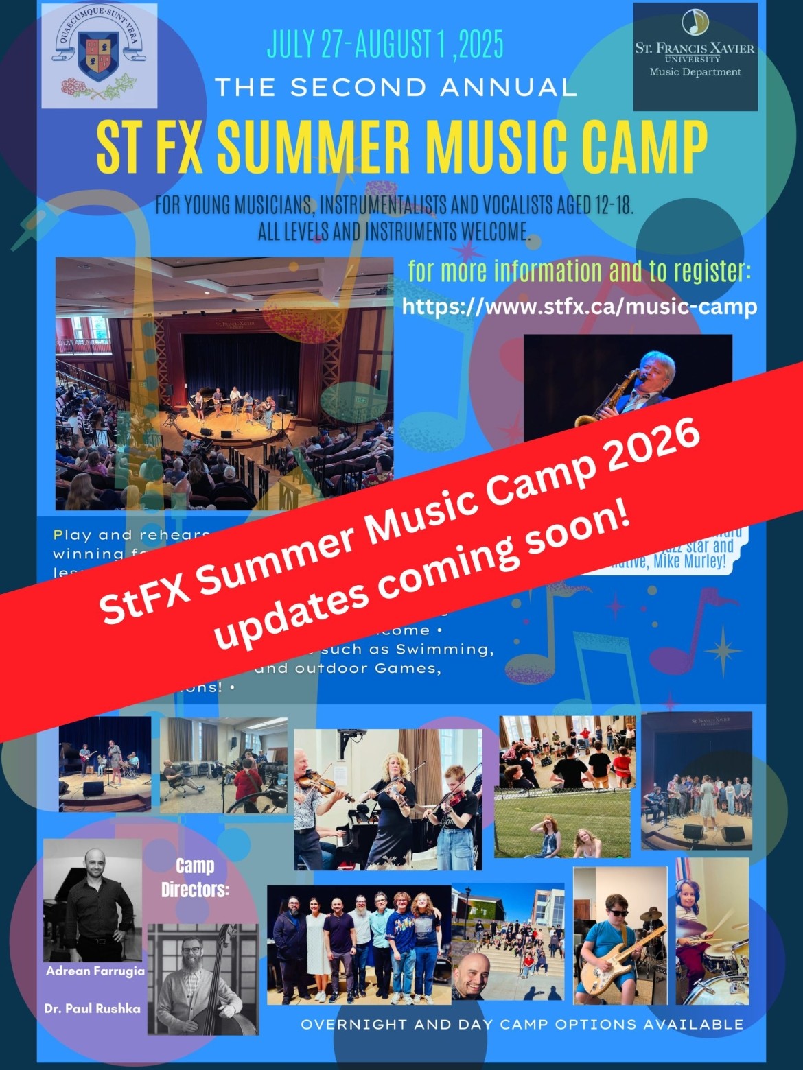 StFX Summer Music Camp 2026 updates coming soon!