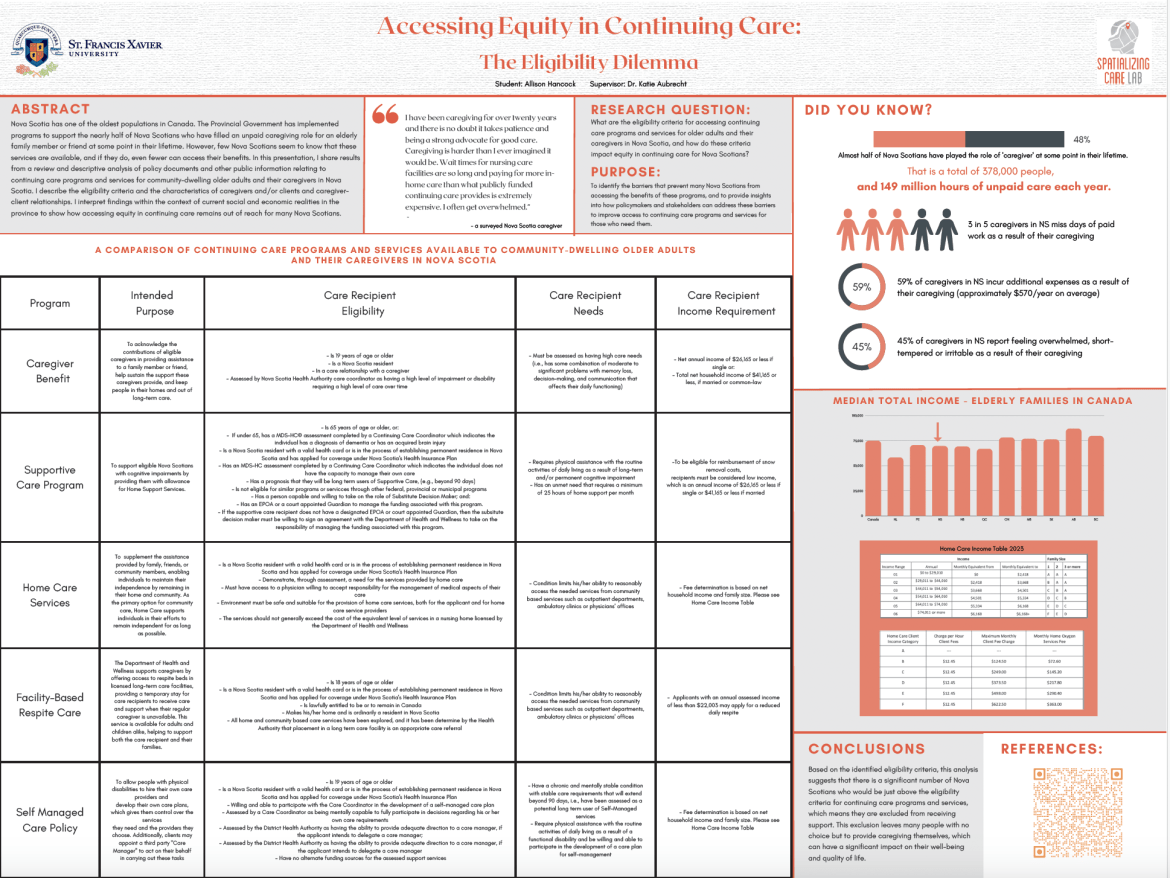 A grey and red grid with information about continuing care program objectives adn eligibility criteria