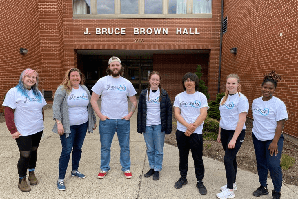 Group Picture of X-Oceans Student Leaders in Front of the J. Bruce Brown Hall