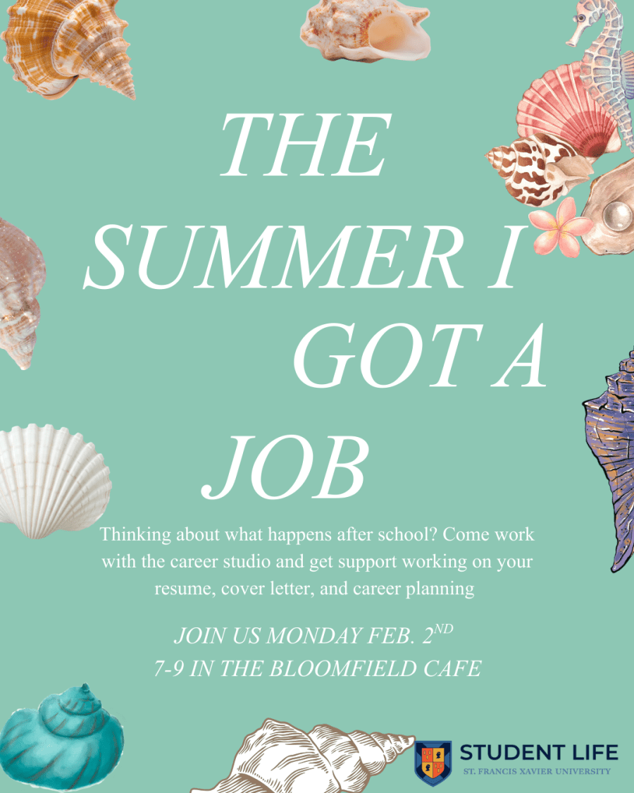 The Summer I Got a Job- Thinking about what happens after school? Come work with the career studio and get support working on your resume, cover letter, and career planning. Join us Monday, February 2nd from 7-9pm in the Bloomfield Cafe.