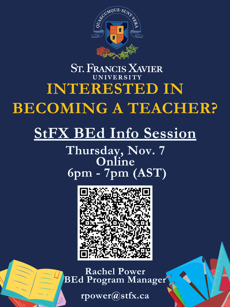 Promotional graphic for StFX BEd Info Session