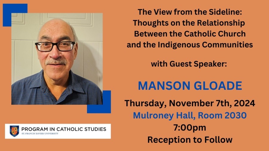 Catholic Studies Poster for Manson Gloade Lecture - Nov. 7