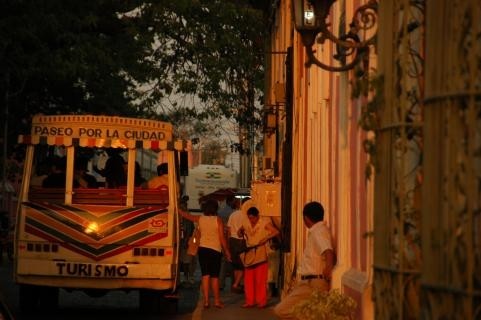 locals next to a bus
