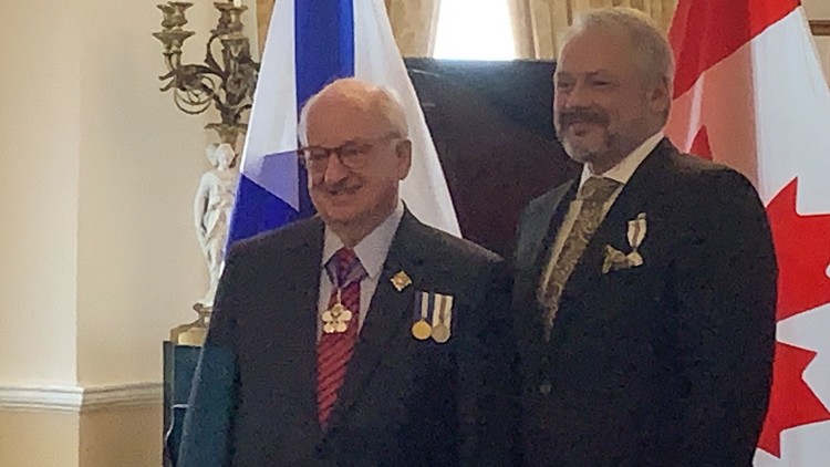 Andy Hakin receives Queen's Platinum Jubilee Medal from Lt. Governor
