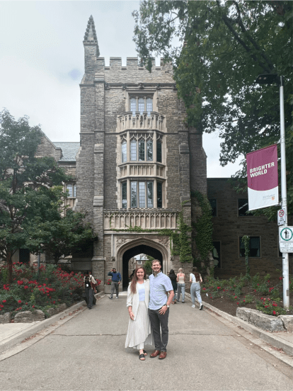 Heather on the day of her Ph.D. defence, pictured with her husband