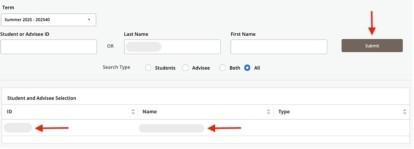 registration override select student