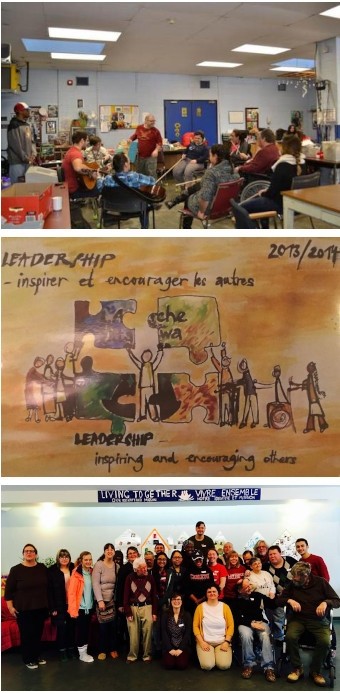 Collage of 3 images showing various activities in a group