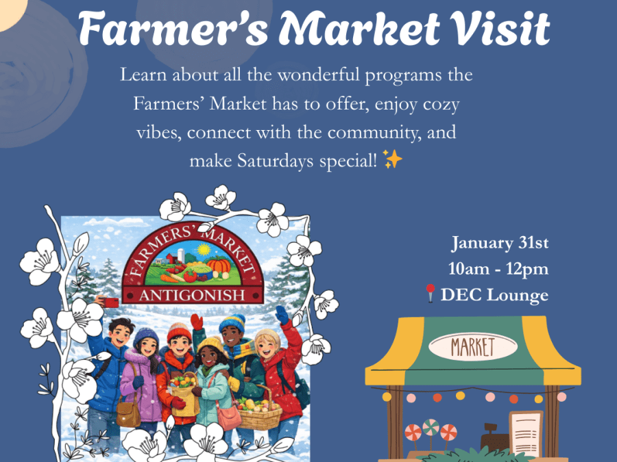 Farmer's Market Visit. January 31st. 10am-12pm. DEC Lounge.